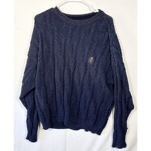 Chaps Ralph Lauren Sweater Size 9 Men Vintage Blue Cable Knit Heavyweight 90s